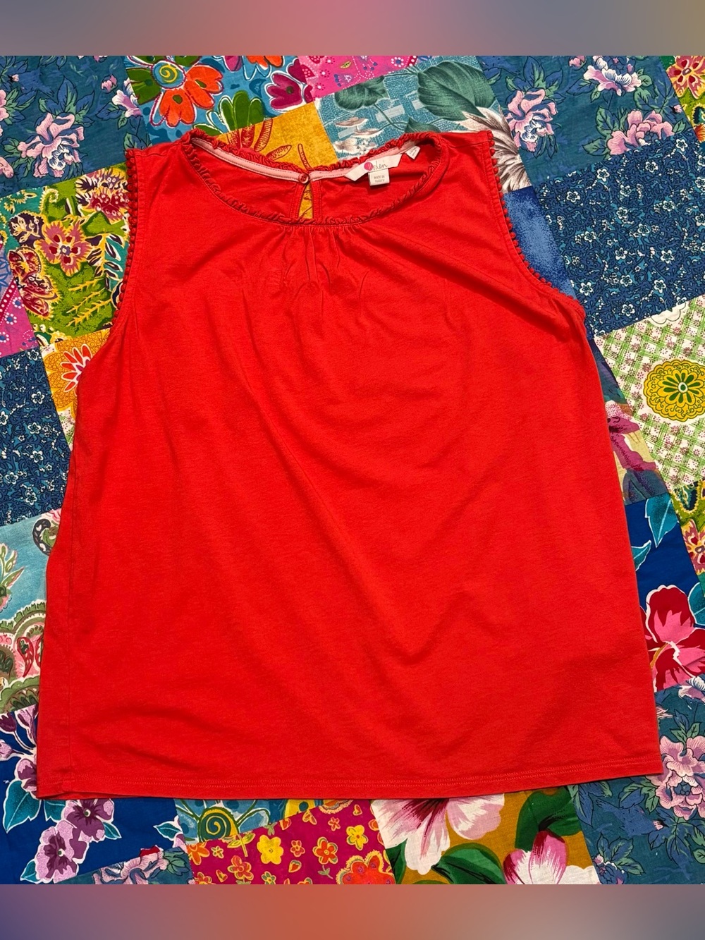 BODEN cotton SLEEVELESS tank top Orange SIZE 8 LACE TRIM